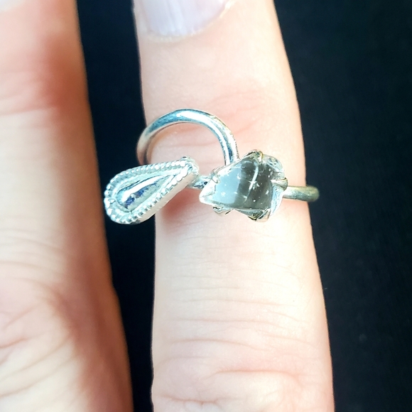 New Rough Herkimer Diamond Chip 925 Silver Ring. - Picture 4 of 16